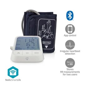 SmartLife Bloeddrukmeter Arm - Bluetooth&reg; -| LCD-Scherm - 22 - 42 cm - Aanduiding van stil houden / Detectie van onregelmatige hartslag / Detectie voor het dragen van armband