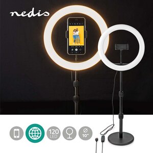 Ringlicht 10 inch | 120 LED's | 2700 - 6700 K | Grondplaat | Zwart