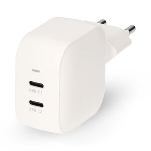 Oplader 35 W | GaN | PD3.0 | Snellaad functie | 1.75 / 2.33 / 2.92 / 3.0 A | Outputs: 2 | 2x USB-C&trade; | Automatische Voltage Selectie | Wit