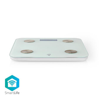 Personenweegschaal - Nedis SmartLife (Wifi, 8 personen, Gehard glas)Meet je BMI-, vet-, spier-, water- en eiwitgehalte