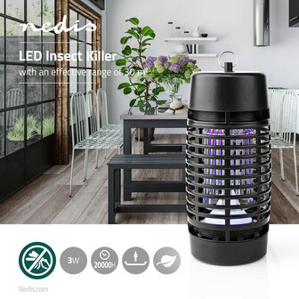 Electrische Insectenlamp - 3 Watt - LED - Zwart