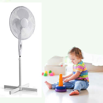 Staande ventilator - Minimaal geluid - Instelbare hoogte - Diameter 40 cm - 3 snelheden - Oscillatiefunctie - Wit