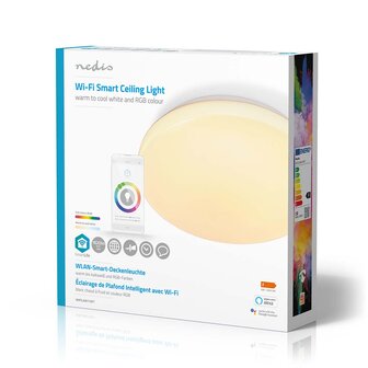SmartLife Plafondlamp Wi-Fi - RGB / Warm tot koel wit - Rond - Diameter: 250 mm - 1820 lm - 3000 - 6500 K - IP20 - Android&trade; / IOS