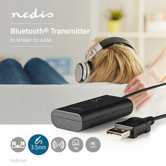 Bluetooth&reg;-Zender | Input: 1x AUX / 1x USB | SBC | Maximaal 1 Apparaat | Zwart