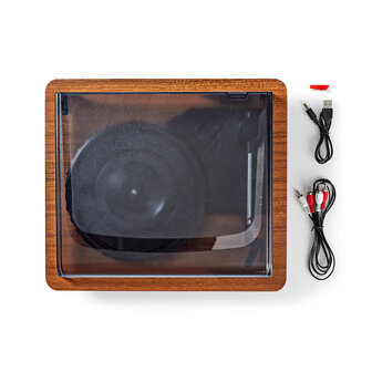 Platenspeler - 33 / 45 / 78 rpm - Riemaandrijving - 1x Stereo RCA - Bluetooth&reg; - 9 W - Ingebouwde (voor) versterker | ABS / MDF | Bruin / Zwart