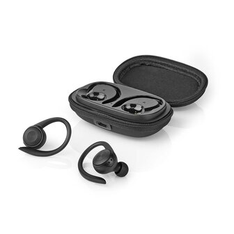 Volledig Draadloze Oordopjes | Bluetooth&reg; | Maximale batterijduur: 4 uur | Drukbediening | Charging case | Ingebouwde microfoon | Ondersteuning voor spraakbesturing | Oorhaken | Zwart