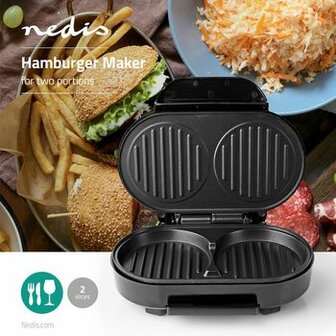 Hamburgermaker | 1000 W | 23.5 x 10.5 cm | Automatische temperatuurregeling | Kunststof / Metaal