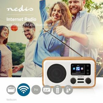 Internetradio | Tafelmodel | Bluetooth&reg; / Wi-Fi | DAB+ / FM / Internet | 2.4 &quot; | Kleurenscherm | 7 W | Afstandbestuurbaar | App-gestuurd | Wekker | Bruin / Wit