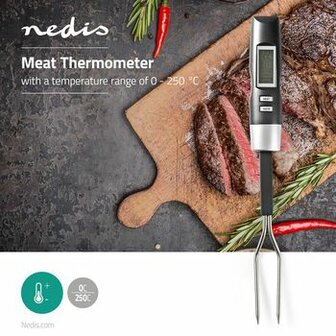 Vleesthermometer | Temperatuurinstelling | LCD-Scherm | 0 - 110 &deg;C | Zilver / Zwart