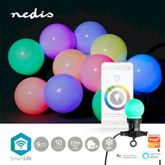 SmartLife Decoratieve LED | Feestverlichting | Wi-Fi | RGB | 10 LED&#039;s | 9.00 m | Android&trade; / IOS | Diameter bulb: 50 mm