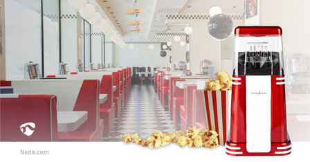 Popcornmachine 2 - 4 min | Rood / Wit - Perfect voor een filmavond, kinderfeestje of gewoon als gezonde snack.