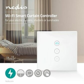 SmartLife Wandschakelaar | Wi-Fi | Gordijn / Sluiter / Zonnescherm | Muurmontage | 300 W | Android&trade; / IOS | Glas | Wit