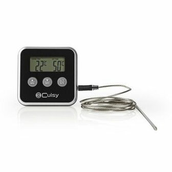 Vleesthermometer | Alarm / Timer | LCD-Scherm | 0 - 250 &deg;C | Zilver / Zwart
