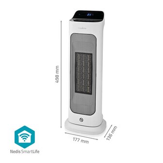 SmartLife keramische PTC-ventilatorkachel Wi-Fi - 2000 W | 2 Warmte Standen - Zwenkfunctie - Display - 10 - 49 &deg;C - Android&trade; / IOS | Wit