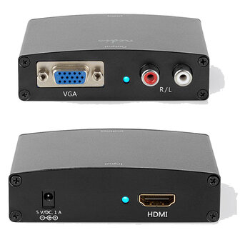 HDMI&trade;-Converter HDMI&trade; Input | VGA Female / 2x RCA Female | 1-weg | 1280x768 | 1.65 Gbps | Aluminium