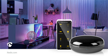 SmartLife IR Afstandsbediening - Wi-Fi - Universeel - Signaalbereik: 5 m - 38 KHz - USB Gevoed - Android&trade; / IOS - Zwart