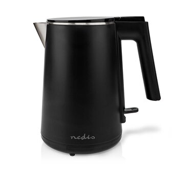 Stijlvolle zwarte waterkoker- 1 liter - 360 graden draaibaar - Verborgen verwarmingselement - Strix&reg;-controller - Droogkookbeveiliging