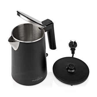 Stijlvolle zwarte waterkoker- 1 liter - 360 graden draaibaar - Verborgen verwarmingselement - Strix&reg;-controller - Droogkookbeveiliging