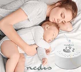 Heerlijk slapen, een gevoel van rust en geborgenheid - 18 rustgevende geluiden - Dimbare LED-lamp met 10 kleuren - Ook bijzonder effectief  voor pasgeborenen