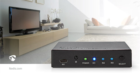 HDMI&trade;-Switch 3 poort(en) | 1x USB-C&trade; / 2x HDMI&trade; Input | 1x HDMI&trade; Output | 4K@60Hz | 18.0 Gbps | Metaal | Antraciet