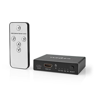 HDMI&trade;-Switch 3 poort(en) | 3x HDMI&trade; Input | HDMI&trade; Output | 8K@60Hz | 45 Gbps | Afstandbestuurbaar | Aluminium | Antraciet