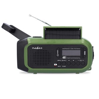 Noodradio - Draagbaar - DAB+ / FM - Zaklamp - Powerbank - Voeding: Batterij / Handslinger / Solar / USB - Klok/Wekker