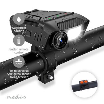 Multifunctionele 3-in-1 Full HD Fietscamera 1080p@30fps - 2 MPixel - 600 min - 70 &deg; - 600 min - Mounts inbegrepen