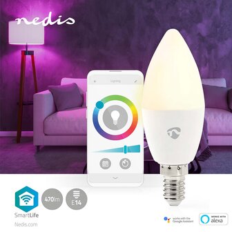 SmartLife Multicolour Lamp Wi-Fi | E14 | 470 lm | 4.9 W | RGB / Warm tot Koel Wit | 2700 - 6500 K | Android&trade; / IOS | Kaars