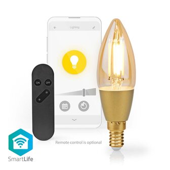 SmartLife LED Filamentlamp Wi-Fi | E14 | 470 lm | 4.9 W | Warm Wit | 1800 - 3000 K | Glas | Android&trade; / IOS | Kaars | 1 Stuks