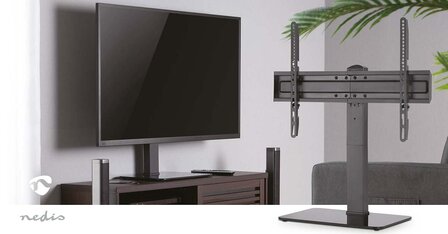 TV-Bureau / Tafel standaard 37 - 70 &quot; - Max. 40 kg - Instelbare hoogtes - Draaibaar -Gehard Glas / Staal