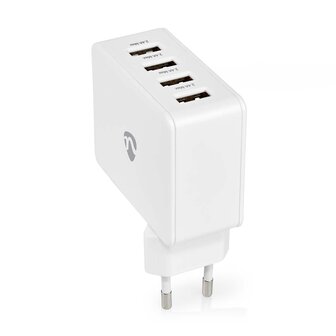 Oplader 24 W | Snellaad functie | 4x 2.4 A | Outputs: 4 | 4x USB-A - Wit