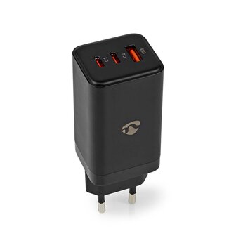 Oplader 65 W | GaN | Snellaad functie | 3.0 / 3.25 A | Outputs: 3 | USB-A / 2x USB-C&trade; | Automatische Voltage Selectie