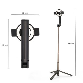 Bluetooth&reg; Selfie Stick Bluetooth&reg;-versie: 5.0 | Maximale schermgrootte: 7 &quot; | Gevouwen lengte: 17 cm | Uitgevouwen lengte: 61 cm | Maximaal draagvermogen: 1000 g | Batterij Gevoed