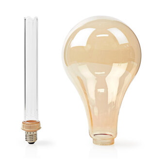 Grote LED-Filamentlamp E27 - Warme gouden kleur -30 cm. hoog - Verwijderbare glazen buitenlamp - 3.5 W - 120 lumen  -Dimbaar - Retrostijl | 1 Stuks