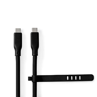 Flexibele siliconen USB-Kabel - Raakt niet in de knoop - USB-C&trade; Male | USB-C&trade; Male | 240 W | 8K@30Hz | 20 Gbps | Vernikkeld | 1.00 m | Rond | Silicone | Zwart 