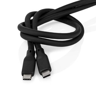 Flexibele siliconen USB-Kabel - Raakt niet in de knoop - USB-C&trade; Male | USB-C&trade; Male | 240 W | 8K@30Hz | 20 Gbps | Vernikkeld | 1.00 m | Rond | Silicone | Zwart 