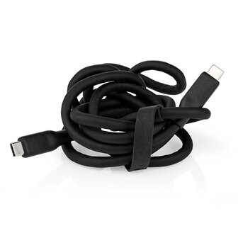 Flexibele siliconen USB-Kabel - Raakt niet in de knoop - USB-C&trade; Male | USB-C&trade; Male | 240 W | 8K@30Hz | 20 Gbps | Vernikkeld | 1.00 m | Rond | Silicone | Zwart 