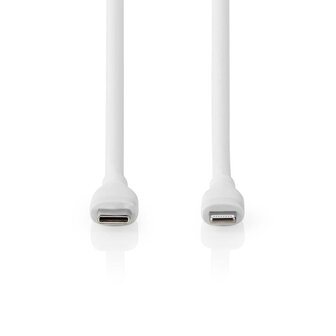 Flexibele siliconen Lightning Kabel USB 2.0 - Apple Lightning 8-Pins - USB-C&trade; Male - Raakt niet in de knoop - 480 Mbps - Vernikkeld - 1.50 m - Rond - Silicone | Wit 