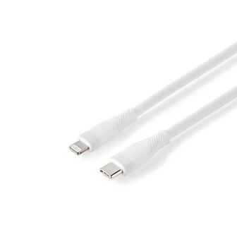 Flexibele siliconen Lightning Kabel USB 2.0 - Apple Lightning 8-Pins - USB-C&trade; Male - Raakt niet in de knoop - 480 Mbps - Vernikkeld - 1.50 m - Rond - Silicone | Wit 