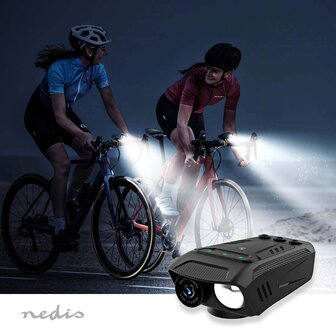 Fietscamera / koplamp / claxon - 1080p@30fps - 2 MPixel - 600 min - 70 &deg; - 300 min - Mounts inbegrepen