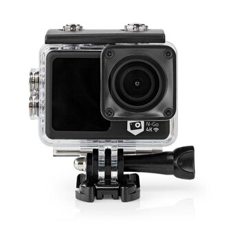 Action Cam Dubbel scherm | 4K@30fps | 16 MPixel | Waterbestendig tot: 30.0 m | 90 min | Wi-Fi | App beschikbaar voor: Android&trade; / IOS | Mounts inbegrepen