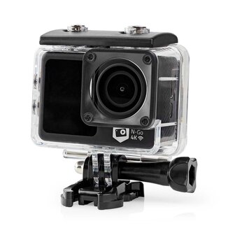 Action Cam Dubbel scherm | 4K@30fps | 16 MPixel | Waterbestendig tot: 30.0 m | 90 min | Wi-Fi | App beschikbaar voor: Android&trade; / IOS | Mounts inbegrepen