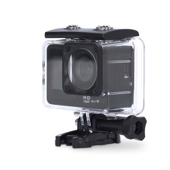 Action Cam Dubbel scherm | 1080p@30fps | 12 MPixel | Waterbestendig tot: 30.0 m | 70 min | Wi-Fi | App beschikbaar voor: Android&trade; / IOS | Mounts inbegrepen