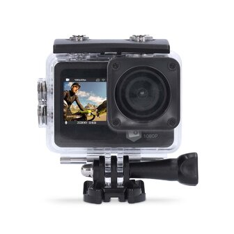 Action Cam Dubbel scherm | 1080p@30fps | 12 MPixel | Waterbestendig tot: 30.0 m | 70 min | Wi-Fi | App beschikbaar voor: Android&trade; / IOS | Mounts inbegrepen