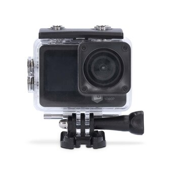 Action Cam Dubbel scherm | 1080p@30fps | 12 MPixel | Waterbestendig tot: 30.0 m | 70 min | Wi-Fi | App beschikbaar voor: Android&trade; / IOS | Mounts inbegrepen