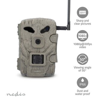 Wildlife Camera 4G | 1080p@30fps | 30.0 MPixel | 2 MPixel CMOS | IP66 | 4G | Black No-Glow IR | Night vision | Viewing angle: 50 &deg; | Motion sensor | Detection angle: 50 &deg; | Detection range: 20 m | LCD Screen | Green