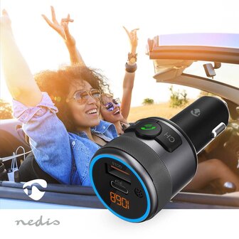 FM-Audiotransmitter voor Auto Gefixeerd - Handsfree bellen  Amber-Scherm | Bluetooth&reg; | PD 18 W / PD 24 W | Snelladen | Bass boost | Google Assistant / Siri 