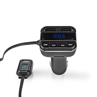 FM-Audiotransmitter voor Auto Gefixeerd | Handsfree bellen | 0.8 &quot; LED-Scherm | Bluetooth&reg; | 5.0 V DC / 1.0 A / 5.0 V DC / 2.4 A | Google Assistant / Siri