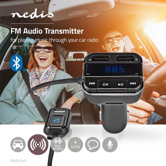 FM-Audiotransmitter voor Auto Gefixeerd | Handsfree bellen | 0.8 &quot; LED-Scherm | Bluetooth&reg; | 5.0 V DC / 1.0 A / 5.0 V DC / 2.4 A | Google Assistant / Siri