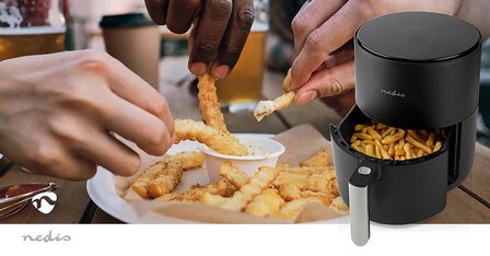 Compacte en stijlvolle Airfryer - 3.0 liter - 8 vooraf ingestelde programma&#039;s - Tijdschakelaar: 60 min - Digitaal